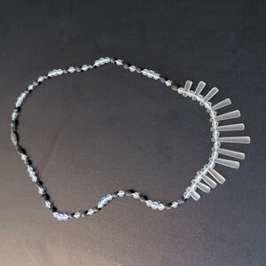 Antique Frosted Rock Crystal and Sterling Silver Fringe Necklace